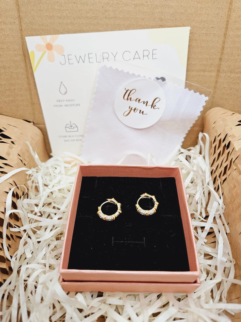 14K Gold Vermeil Design Hoop Earrings with Cubic Zirconia Accents for Women6