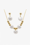 18K Gold Plated Seashell Jewelry Set – Adjustable Necklace & Earrings For Women0