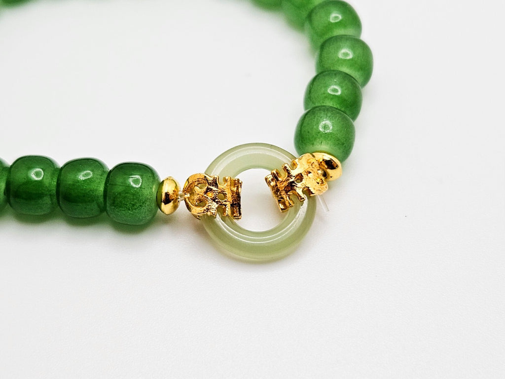 Natural Hetian Jade Beaded Bracelet, Elastic Bracelet for Women1