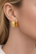 18K Gold Plated Wide Huggie Hoop Earrings with Cubic Zirconia Border for Women0