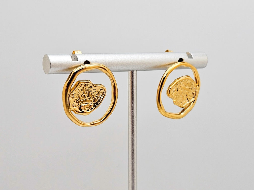 18k Gold Plated Stainless Steel Lava Earrings for Women, Unique Style Studs0