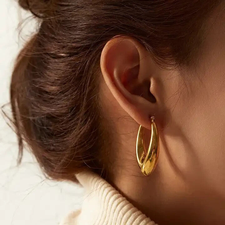 18K Gold Plated Teardrop Hoop, Stainless Steel Earrings for Women8