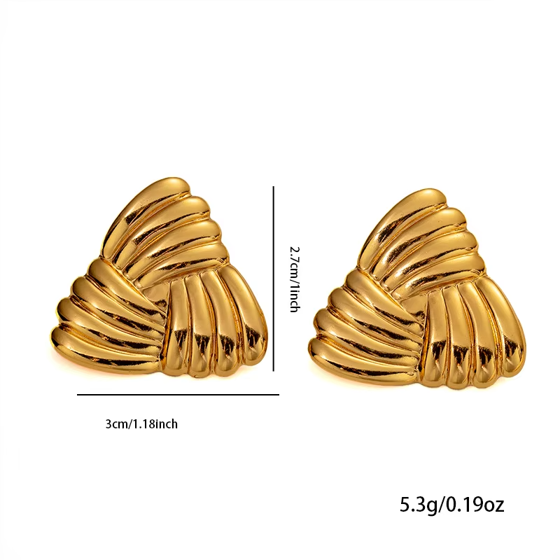 18K Gold Plated Fan Shape Stud Earrings – Bold Stainless Steel Statement5