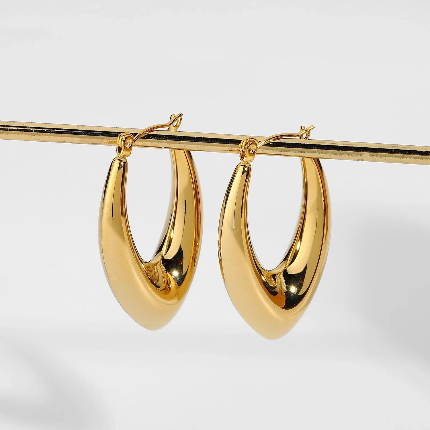 18K Gold Plated Teardrop Hoop, Stainless Steel Earrings for Women0