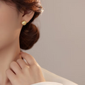14K Gold Plated Frosted Ball Round Disc Stud Earrings for Women0