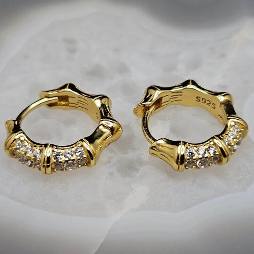 14K Gold Vermeil Design Hoop Earrings with Cubic Zirconia Accents for Women1