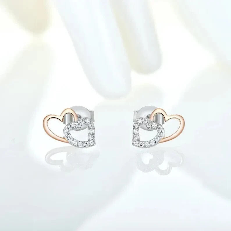 18k Rose Gold Plated Sterling Silver Cubic Zirconia Stud Earrings8