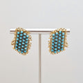 18K Gold Plated Design Turquoise Stone Stud Earrings, Chic Jewelry for Women0