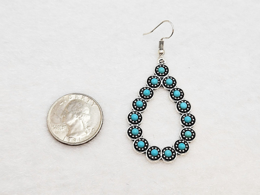 Silver Plated Turquoise Open Waterdrop Dangle hoop Earrings, Jewelry for Women3