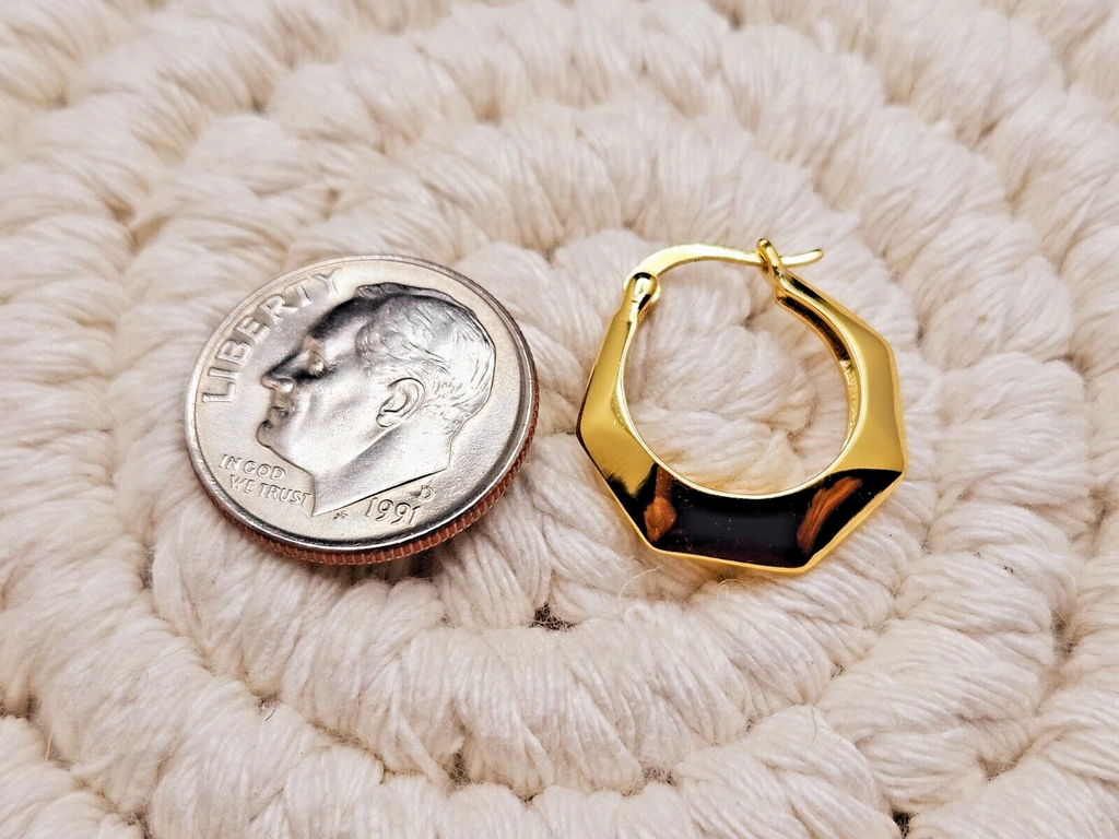 18k Gold Plated Geometric Polygon Hoop Earrings for women3