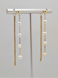 14K Gold Plated Cubic Zirconia, Baroque Freshwater Pearls Stud Drop Earrings0