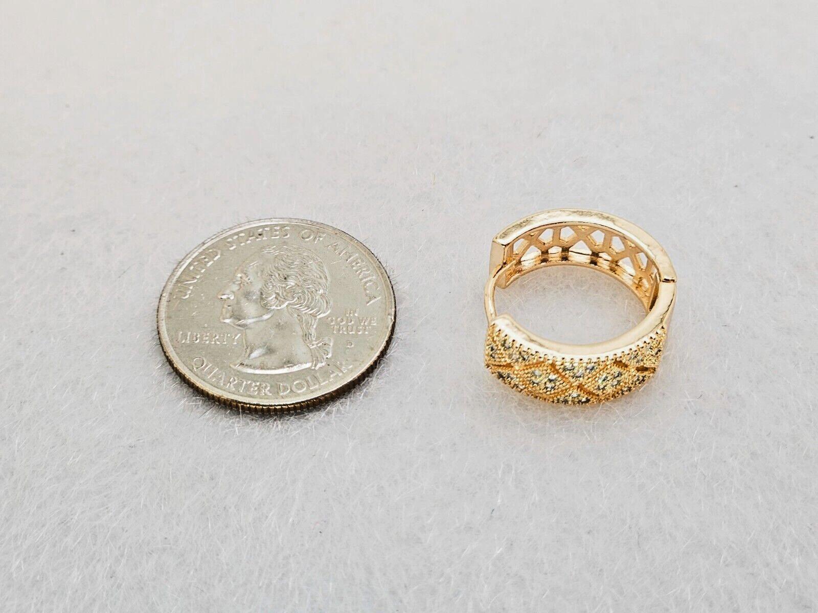 18K Gold Plated Design Hoop Earrings, with Clear Cubic Zirconia3