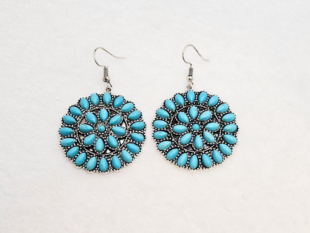 Silver Plated Turquoise Teardrop Earrings, Unique Bohemian Jewelry for Women2