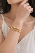 18K Gold Plated Stainless Steel Chunky Link Bracelet Adjustable Women0