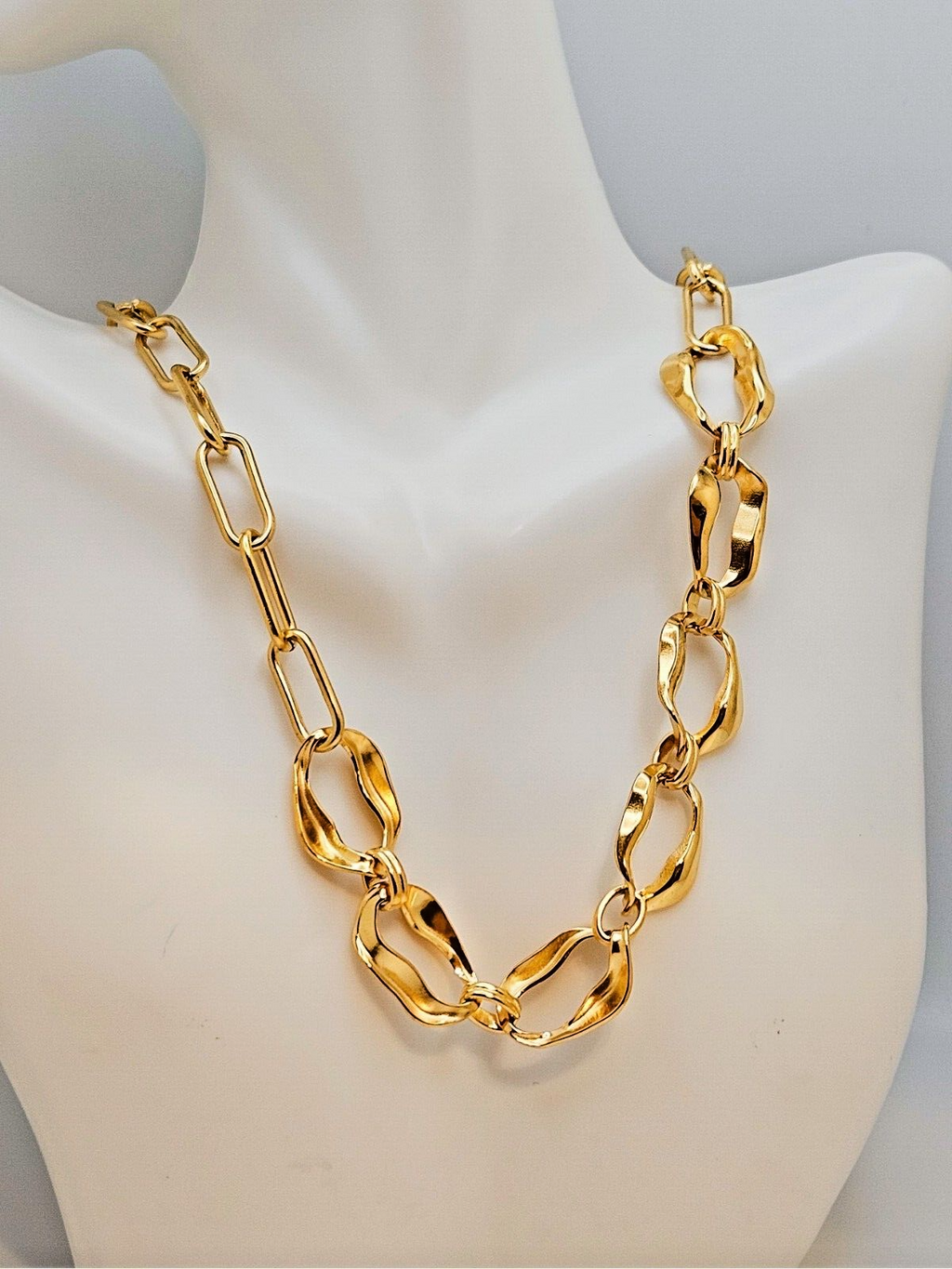 18K Gold Plated Stainless Steel Chunky Link Chain Necklace4