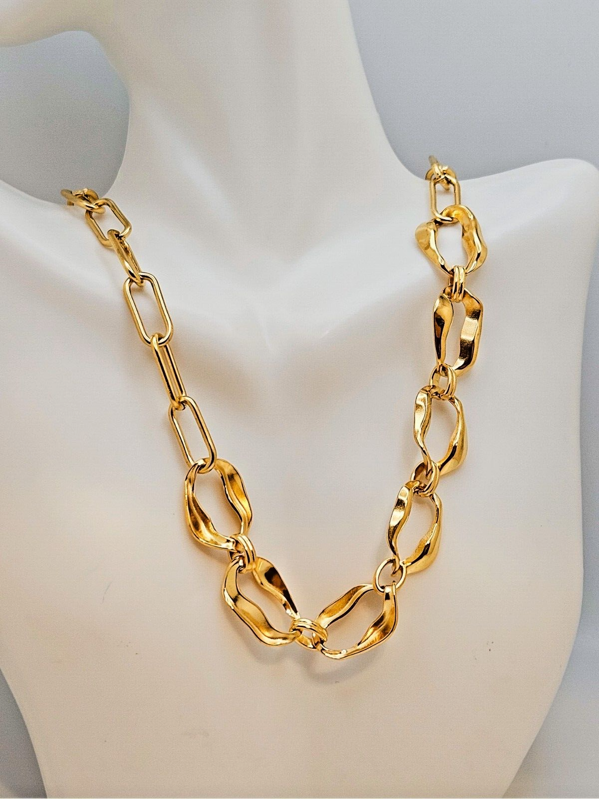 18K Gold Plated Stainless Steel Chunky Link Chain Necklace4