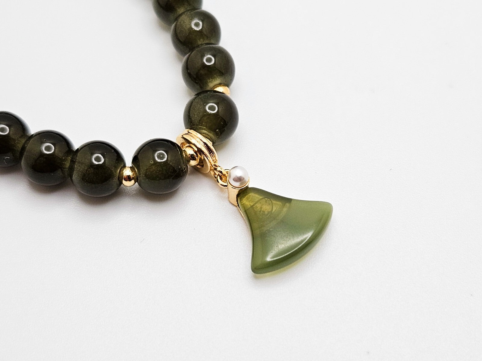 Jade Beaded Bracelets, Green Dangle Charm, For Women1