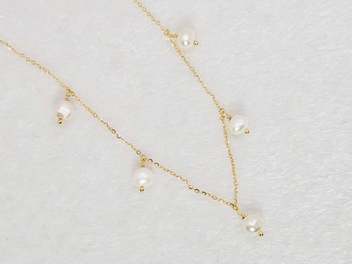 14K Gold Plated Freshwater Baroque Pearl Necklace, 925 Sterling Silver Chain2