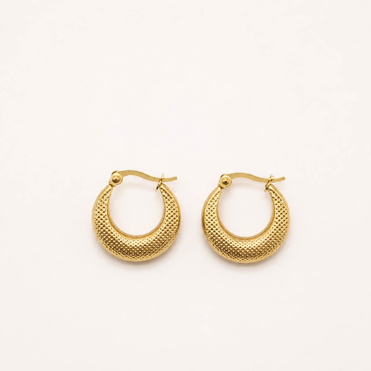 18K Gold Plated Stainless Steel Diamond-Cut Textured Hoop Earrings