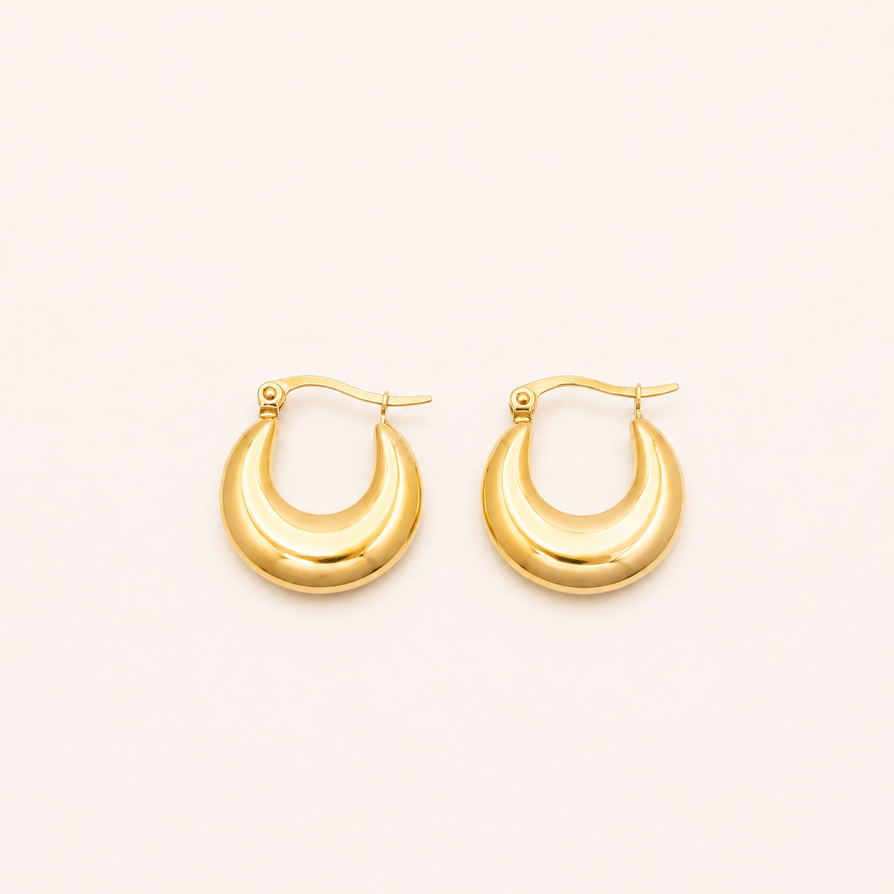 18K Gold Plated Stainless Steel Plain Polished Hoop Earrings