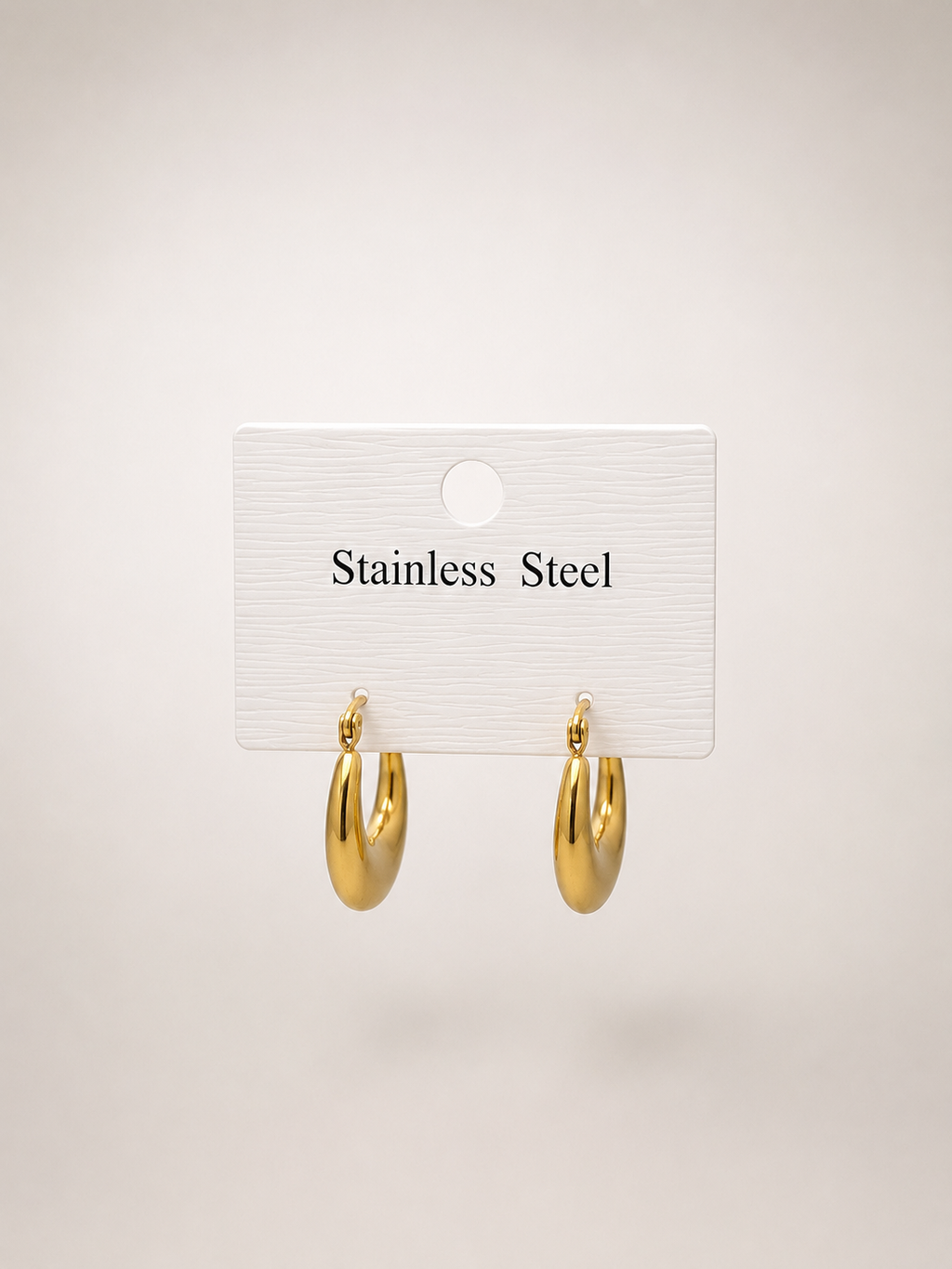 18K Gold Plated Stainless Steel Plain Polished Hoop Earrings