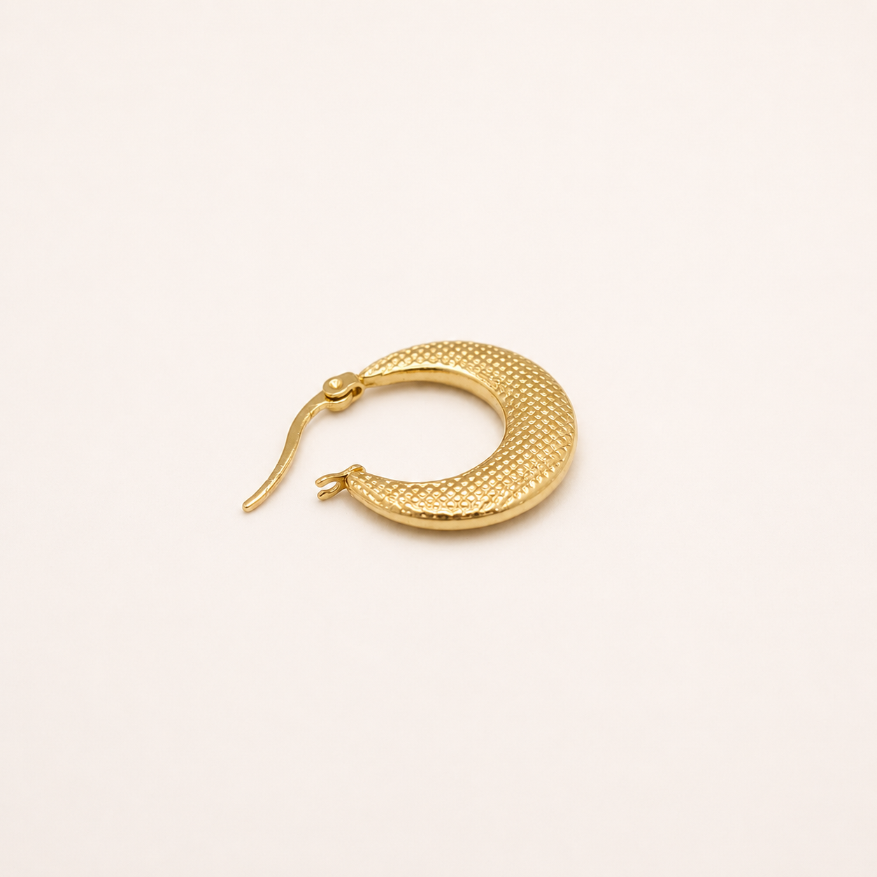 18K Gold Plated Stainless Steel Diamond-Cut Textured Hoop Earrings