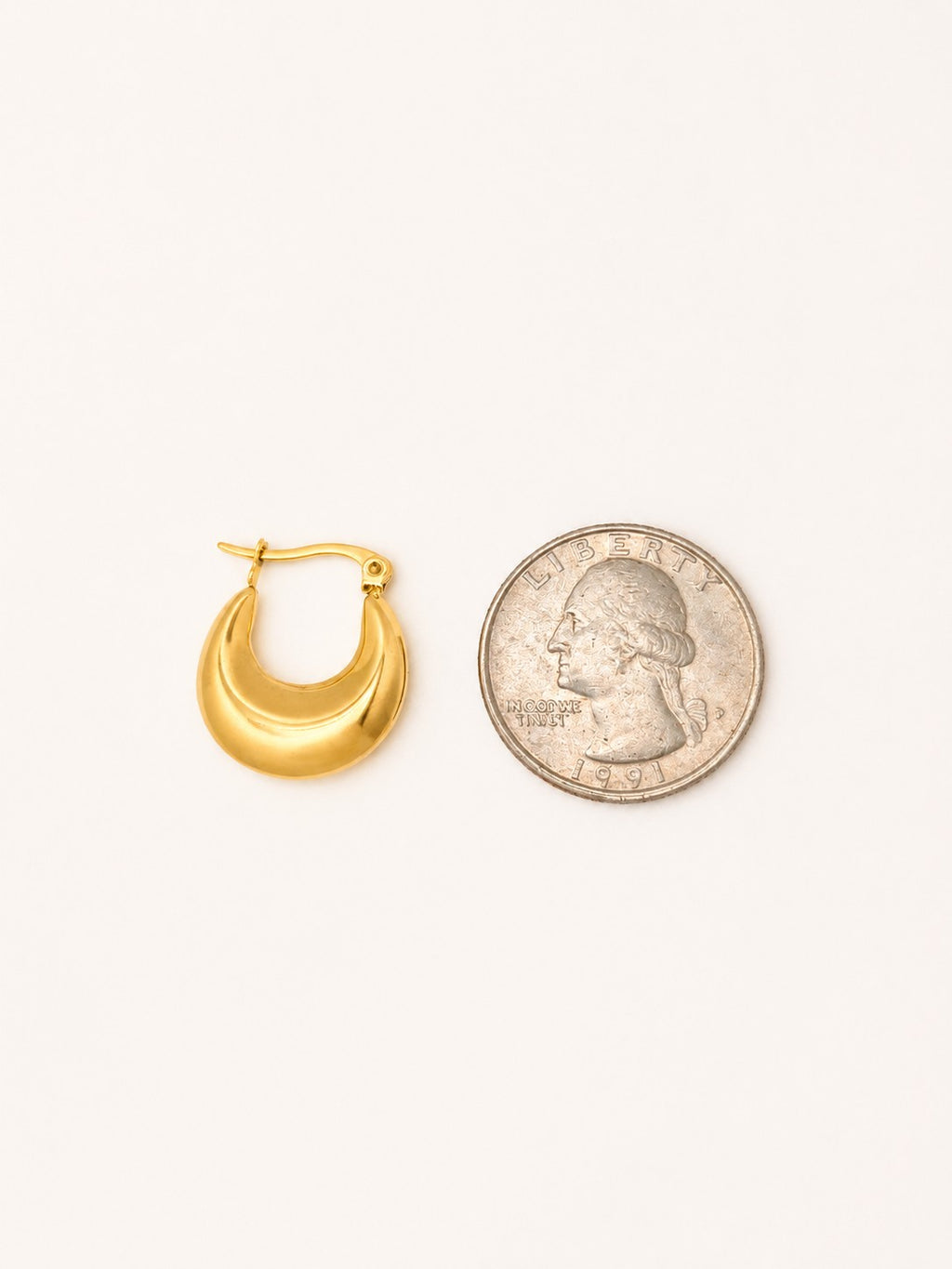 18K Gold Plated Stainless Steel Plain Polished Hoop Earrings