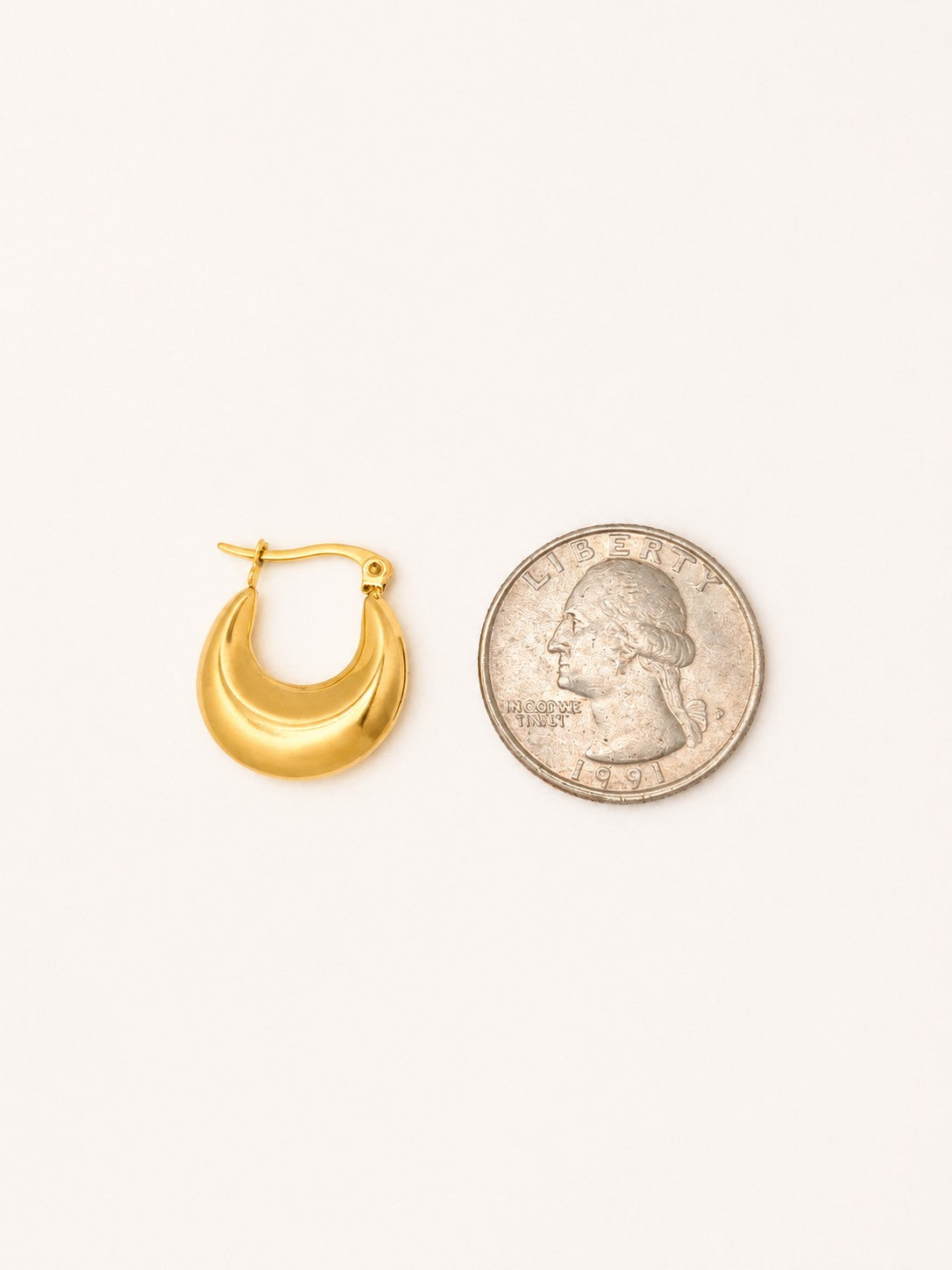18K Gold Plated Stainless Steel Plain Polished Hoop Earrings