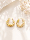 18K Gold Plated Stainless Steel Twisted Rope Hoop Earrings