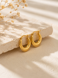 18K Gold Plated Stainless Steel Plain Polished Hoop Earrings