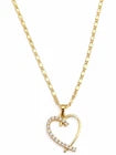 18K Gold Plated Heart Jewelry Set CZ Necklace 18" And Stud Earrings Gift